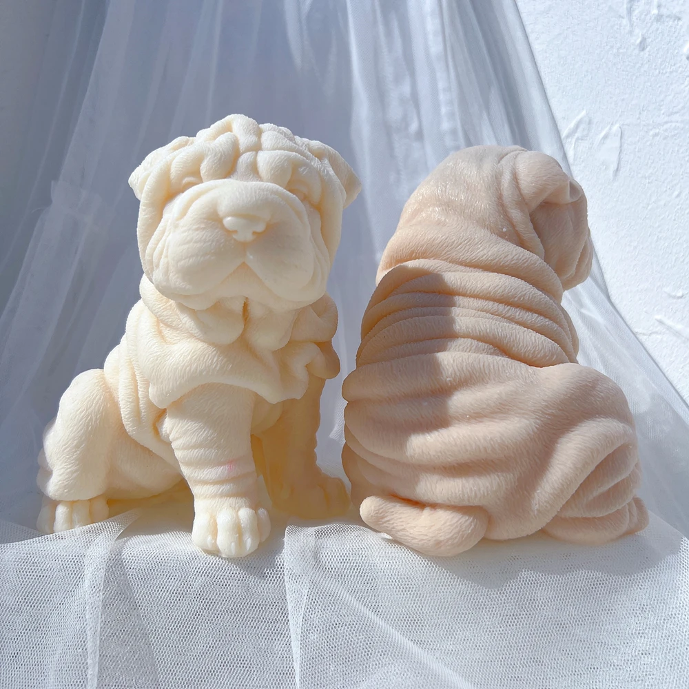 Shar Pei Dog Puppy Candle Mold Animal Puppies Soy Wax Silicone