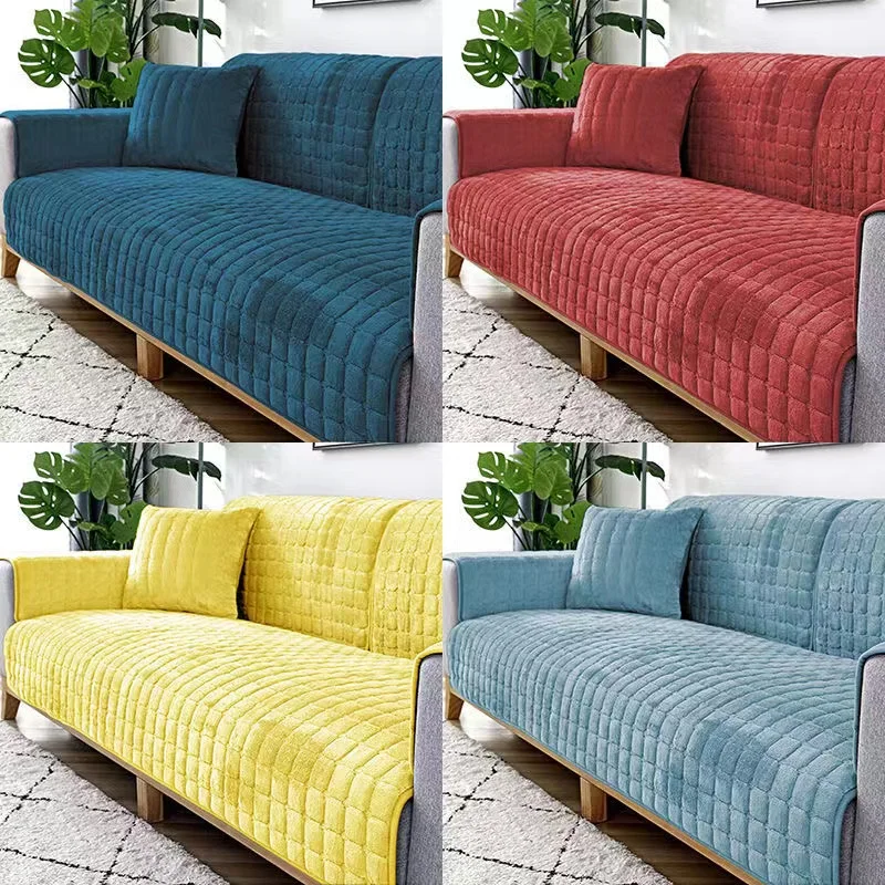 

Fashion Solid Color Thicken Flannel Plush Sofa Towel Soft Velvet Couch Cover for Sofa Anti-slip Sofa Cover for Living Room