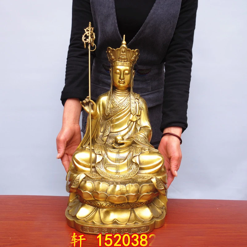 

50CM huge Temple HOME Family Safety Protection efficacious Talisman gold ksitigarbha Bodhisattva buddha Copper FENG SHUI statue