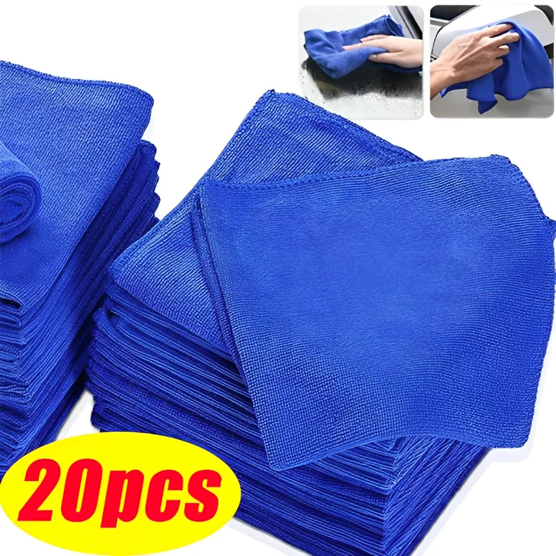 

20pcs Car Microfiber Thin Cleaning Towels Soft Drying Cloth Hemming Water Suction Automobile Home Washing Duster Towel