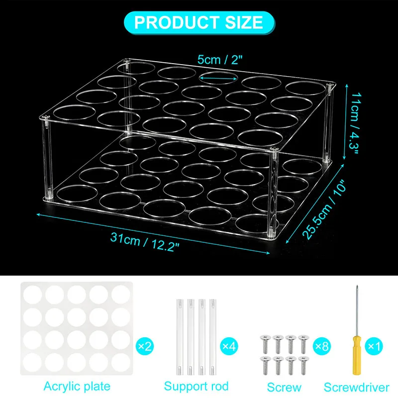 Description Picture 4 of itemVinyl Roll Storage Rack Sturdy Acrylic Vinyl Roll Holder Organization with 20 Holes Multifunctional Craft Art Gift Wrap Storage