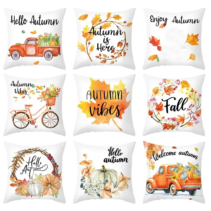 

45x45cm Halloween Pillowcase Pumpkin Pillow Cover Autumn Cushion Cover Polyester Thanksgiving Harvest Festival Decorations