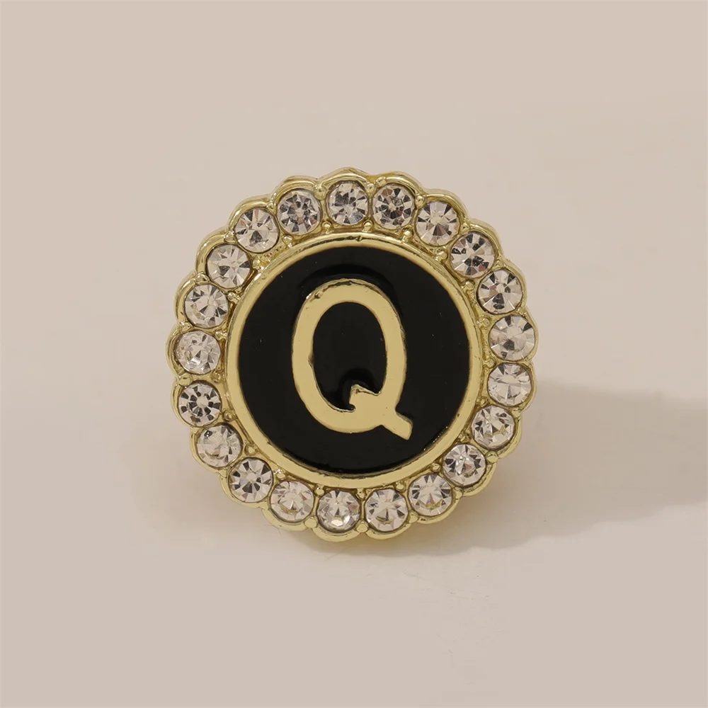 Initial Letter Brooch Pins For Women & Men - 2PCS Gold & Silver Rhinestone Alphabet Pins - View #3