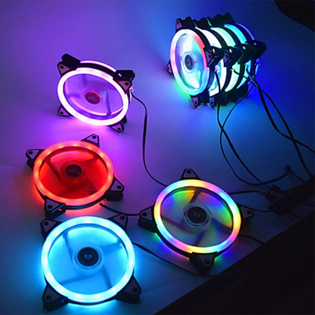 Hot 120mm RGB PC Computer Ultra Silent 15 LEDs Cooling Fan Radiator 12V Computer Fan DC Heat Dissipation