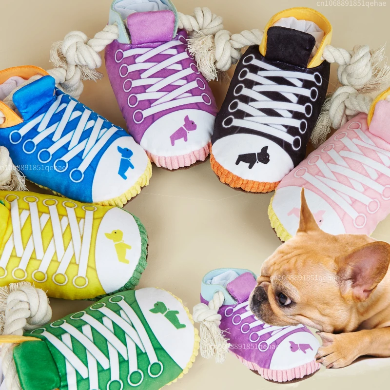 Brinquedo interativo para sapato de cachorro, durável, brinquedo interativo para cachorro, resistente à mordida, corda de dentes limpos, suprimentos de brinquedos para mastigar