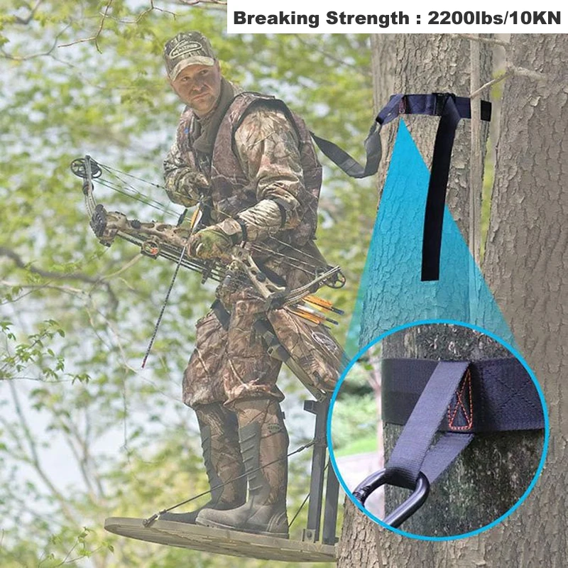 Outdoors Safety Nylon Treestand Strap Fall Proof Hunting Protection Tree Belt Quick Connect Safety Harness Climbing Hunting