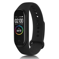 Silicone Wristband Strap - Adjustable Fitness Tracker Bracelet Accessories for Mi Band 4 (Black)