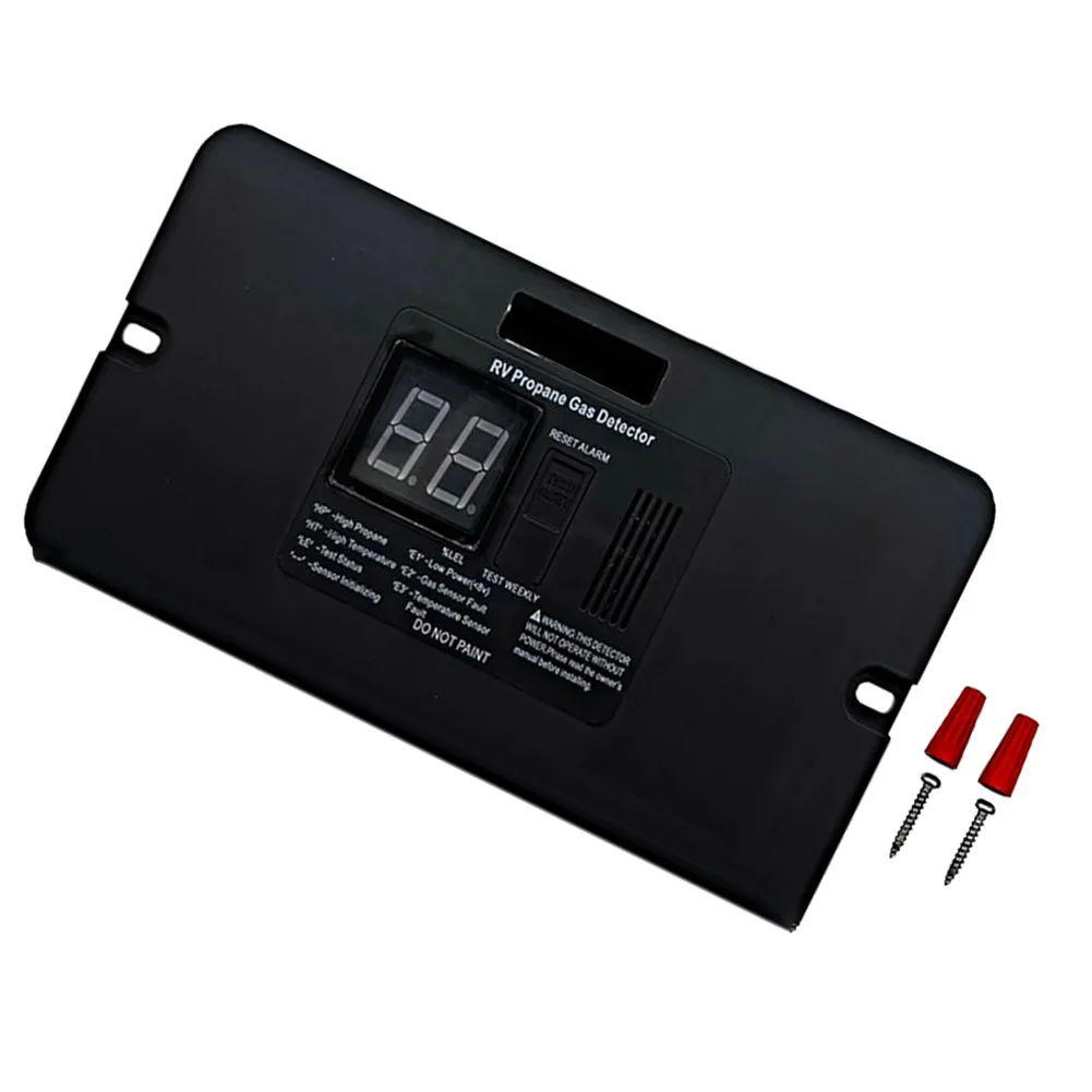 1pc BLACK Digital Trailers RV Propane Gas Detector With 85dB Loud Alarm 12V 18.5*8*3cm Real-Time Display Loud Alarm Auto Part