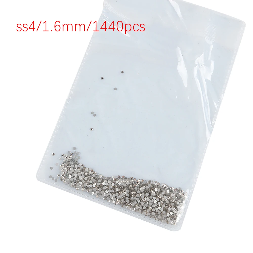 SS3 SS4 SS5 SS6 SS8 1440pcs Clear Crystal AB Golden Back Stones  3D Non HotFix FlatBack Nail Art Rhinestones Decorations 