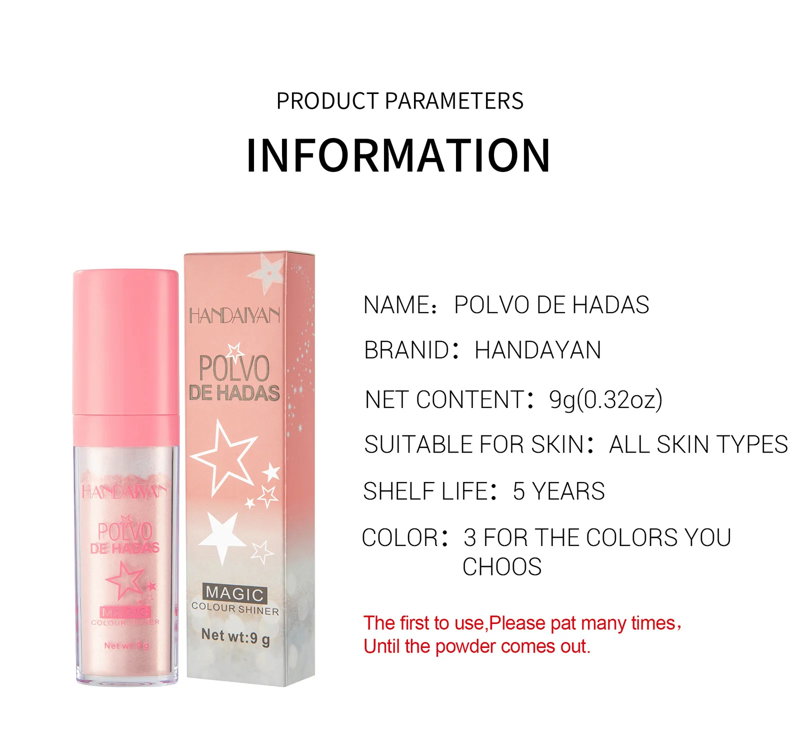3 Colors Highlighter Powder Polvo De Hadas Glitter Powder Shimmer Contour Blush Powder Makeup for Face Body Highlight Makeup 9g