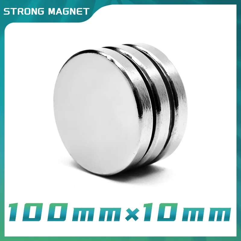 1PCS 100*10mm Round Rare Earth Magnet 100x10mm Permanent Neodymium Magnets Strong N35 Disc Search Magnet Flat Thin Magnets
