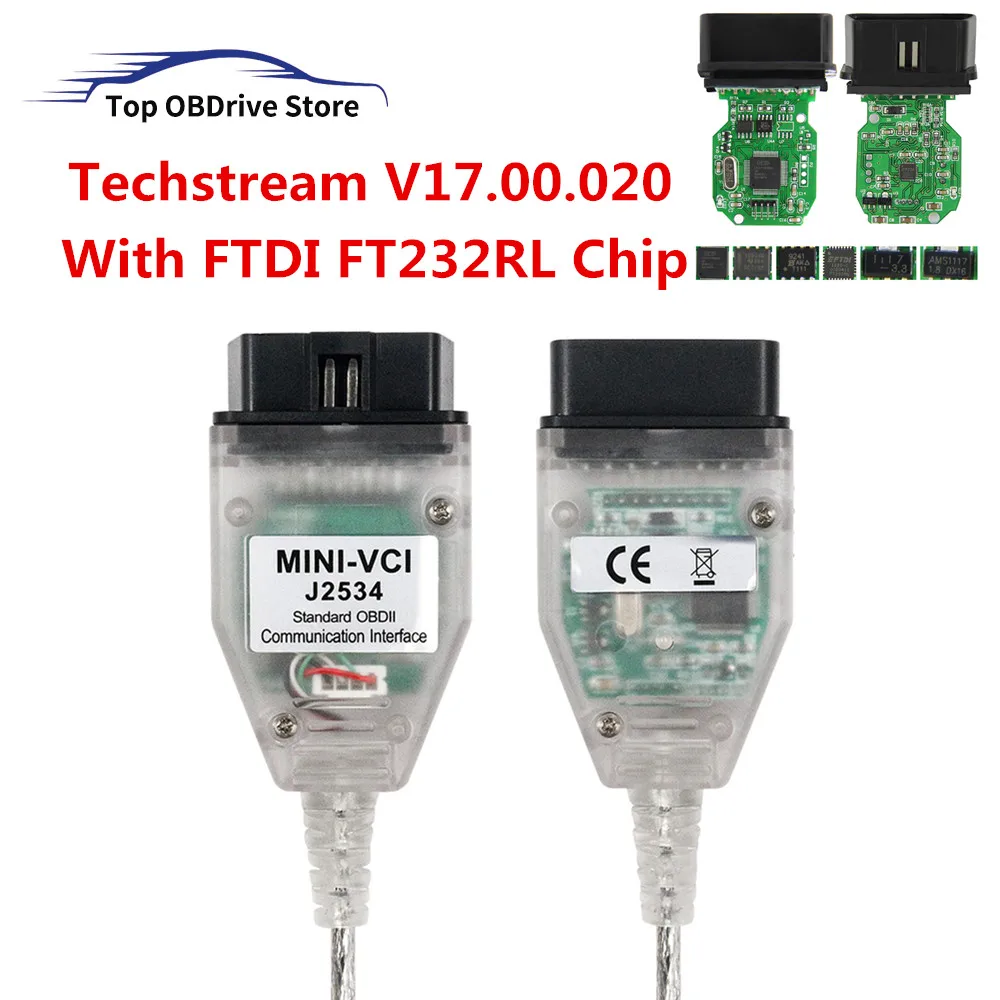 Nuovo V17.00.020 Mini Vci Per Toyota Tis Techstream Cavo Usb Interfaccia Obd2 Con Chip Ft232Rl J2534 Strumento Scanner Diagnostico Obd2