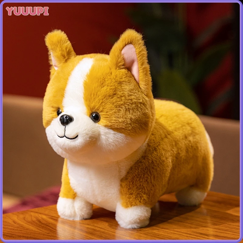 Hot Lifelike Corgi Dog Plush Toy Stuffed Animal Cute Simulation Puppy Inu Fluffy Appease Baby Doll Gift for Children Birthday