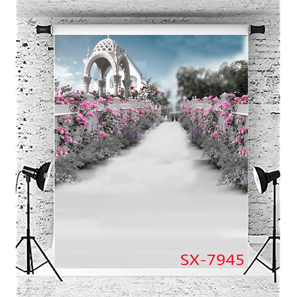 

Photorealistic Fabric Valentine's Wedding Dress Landscape Backdrop Beautiful Flower Wall Background Photography Prop XH-32