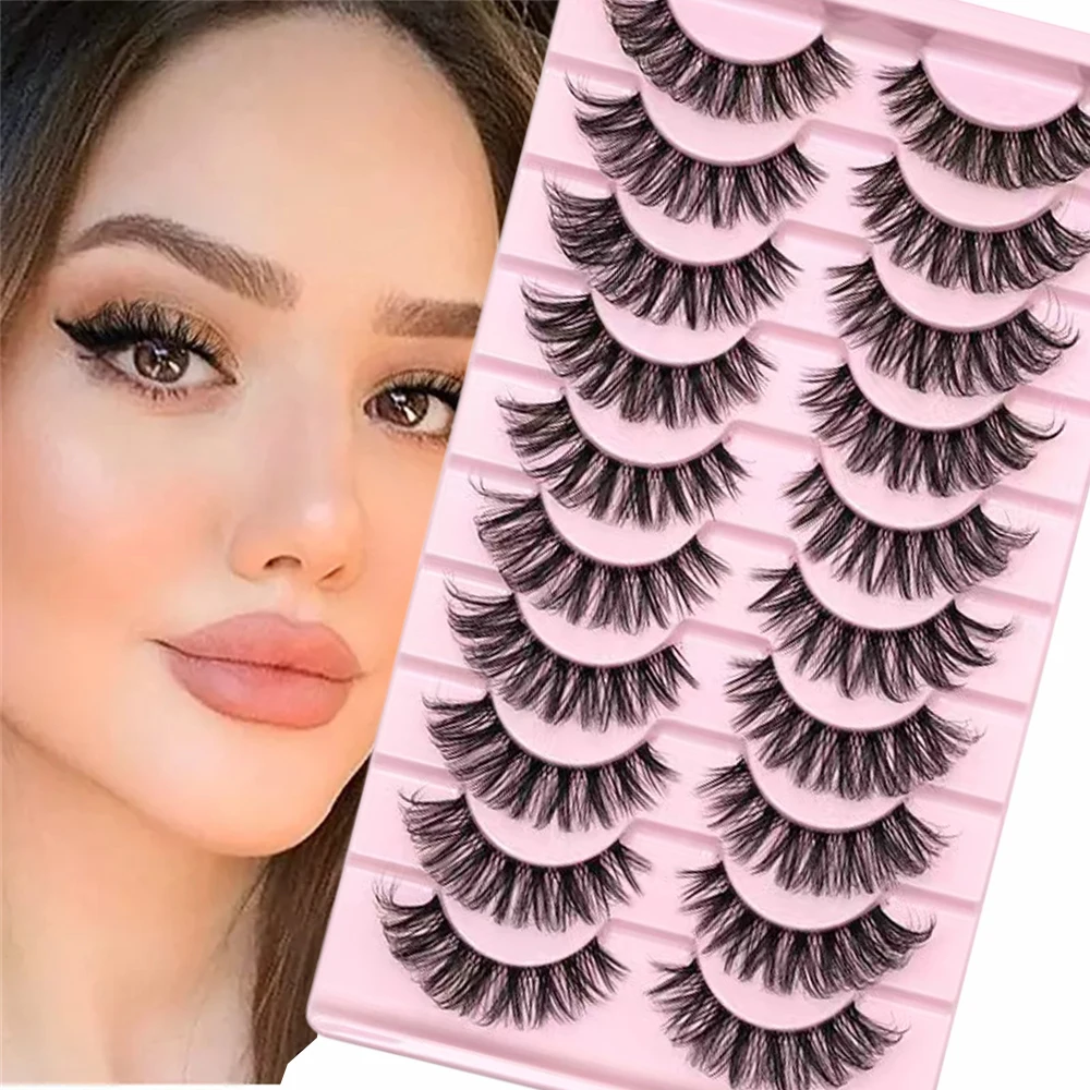10 Paar flauschige Wimpern, natürliche weiche Wimpern und schmale Wimpern, künstliche Nerz-Vollwimpern