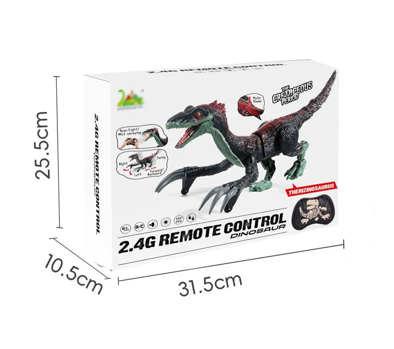 2.4G Children's Remote Control Spray Dinosaur Toys Walking Velociraptor with Lights Sounds Dinosaur Robot RC Toys for Kids Gift 6