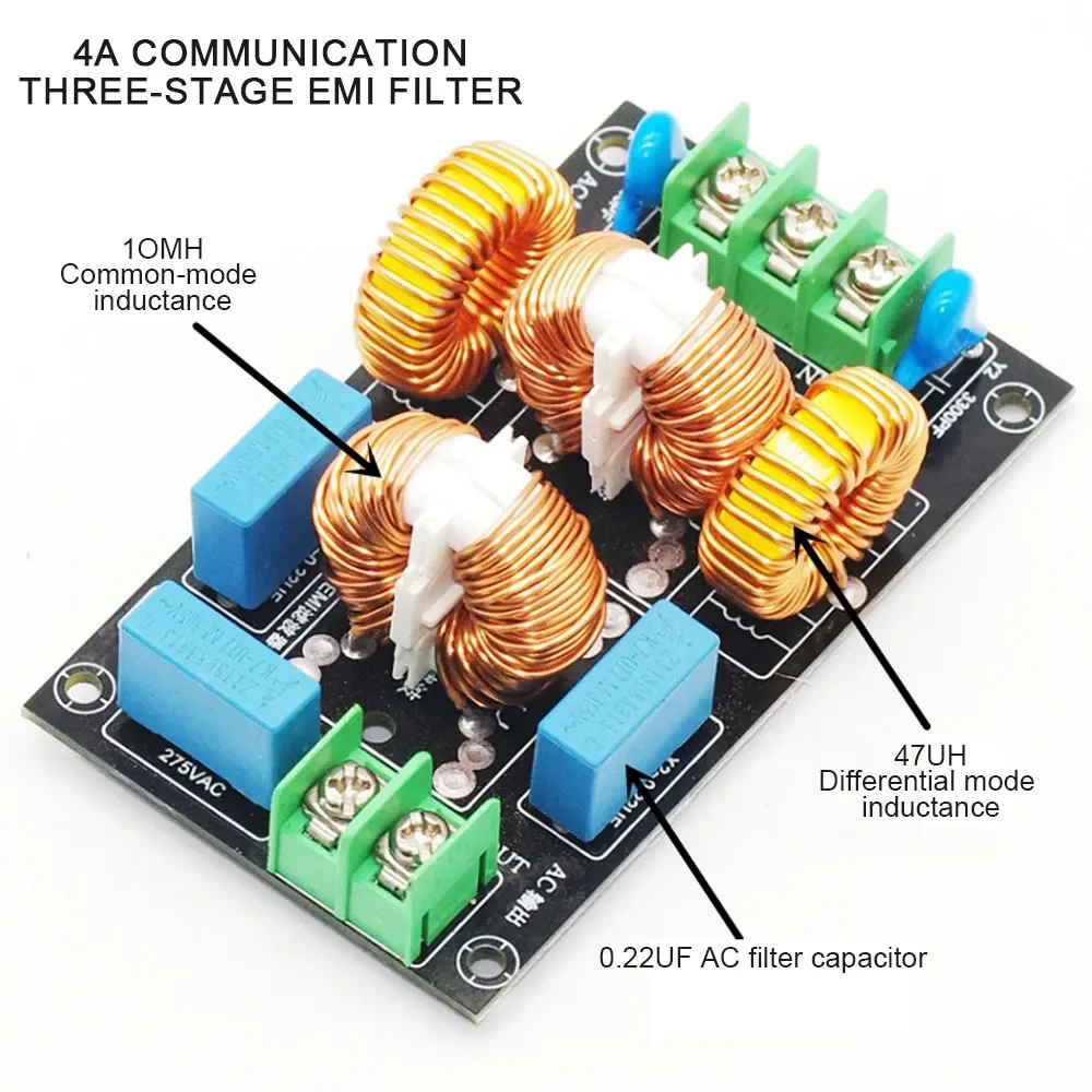 3-Stage EMI Power Filter Board with FCC Certified Electromagnetic Interference Protection - DIY Kit