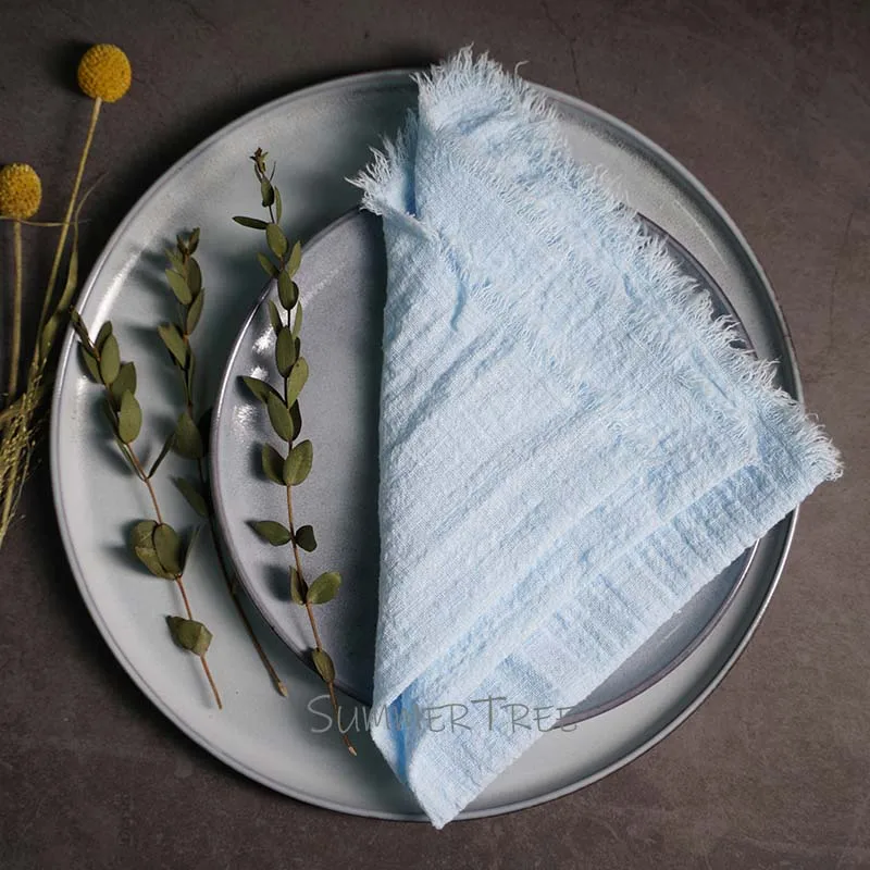 Rustic Cotton Gauze Napkins - Vintage-Style Tea Towels for Elegant Table Decoration