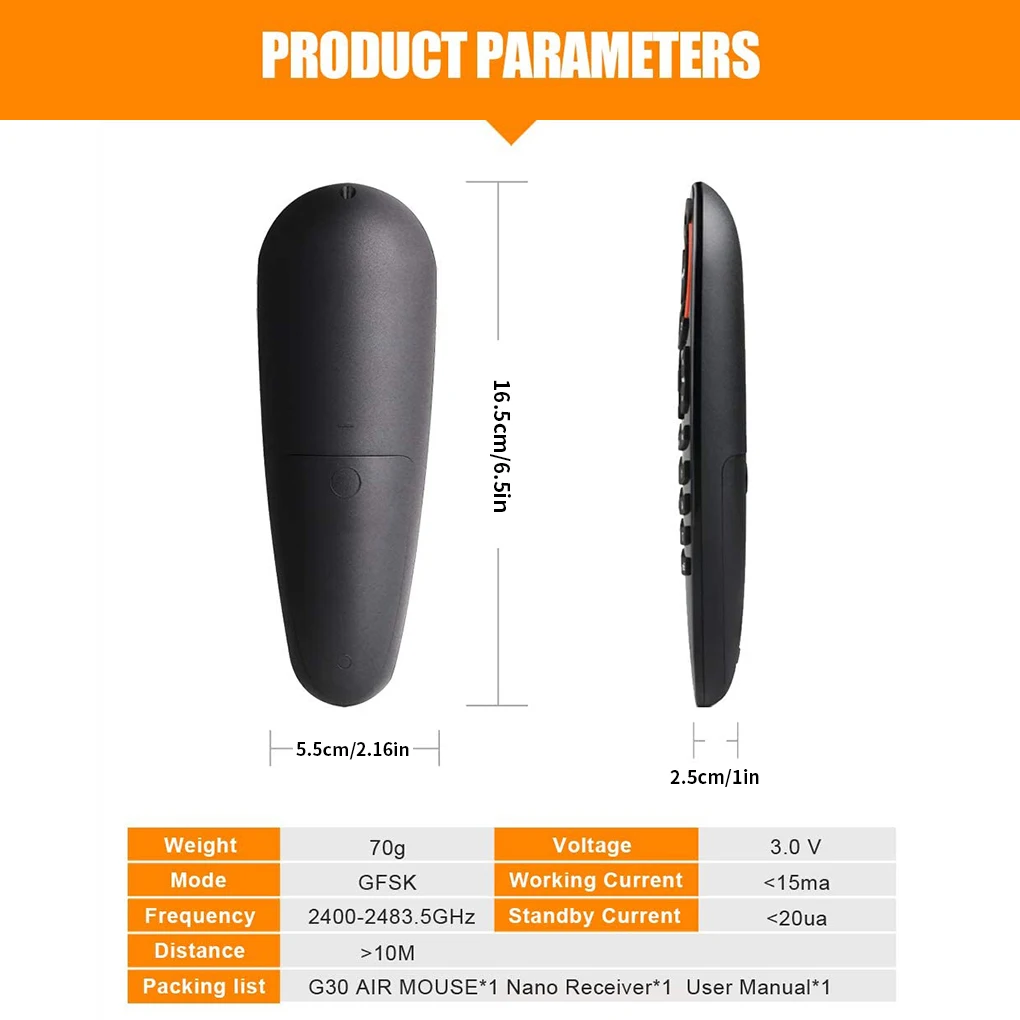

Air Mouse Remote Control G30S Wireless USB 2 4G Smart Voice Remote 33 Keys IR TV Box Audio System Controller