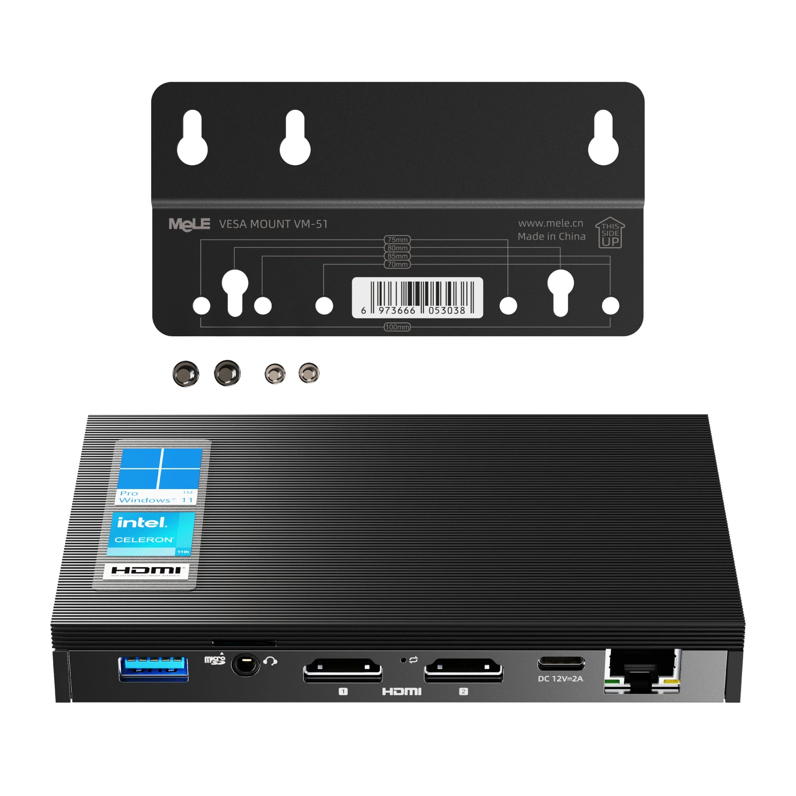 MeLE Wifi 6 Fanless Mini Computer Win11 Pro Mini PC Deskt 4K HDMI HDR