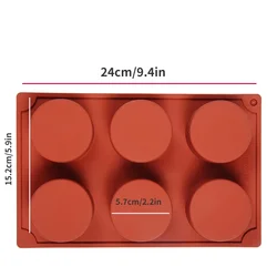 Versatile 8-Cavity Round Silicone Baking Mold (6 hole)