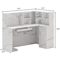 Modern Reception Desk Counter Table, L-Shap Reception Room Front Desk with Lockable Drawer & Open Shelves, Retail Counter 2