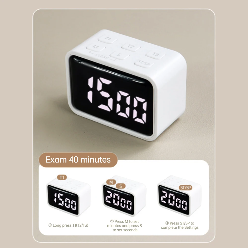 Digital Kitchen Timer Magnetic Count Up/Down Clock with Custimize Function  Large LED Screen for Kids Testing Exercise