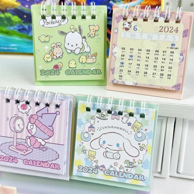 2024 Hello Kitty Mini Desk Calendar Ins Kawaii Sanrio Pochacco Kuromi  Cinnamoroll Desktop Coil Calendar School Office Supplies - AliExpress