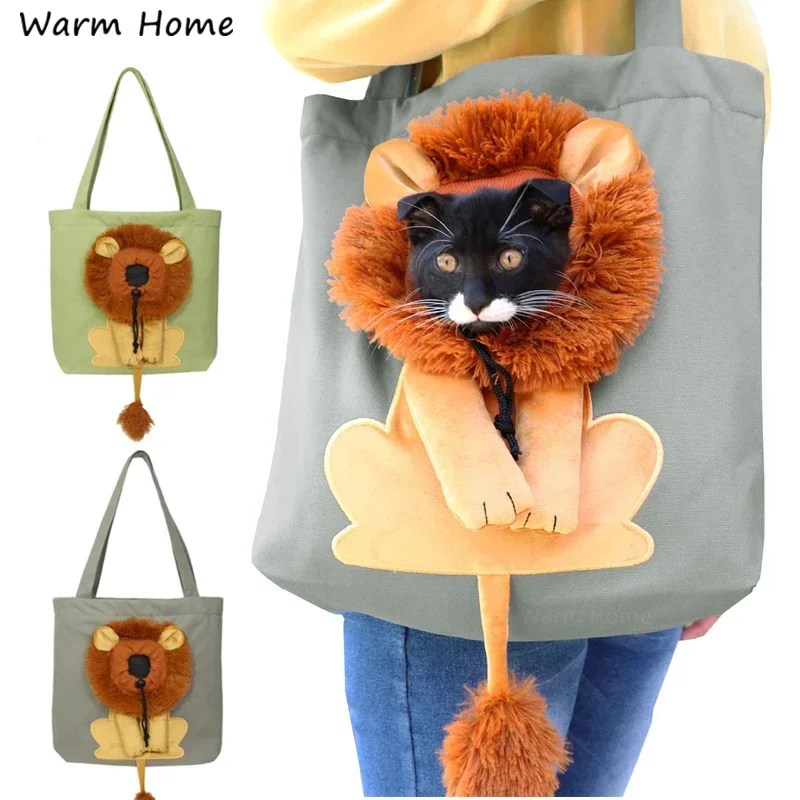 

2023 Cat Backpack Carrier Cute Little Lion Shaped Shoulder Bag Funny Cat Dog Small Pets Canvas Go Out Tote Bag Pet Travel Bags