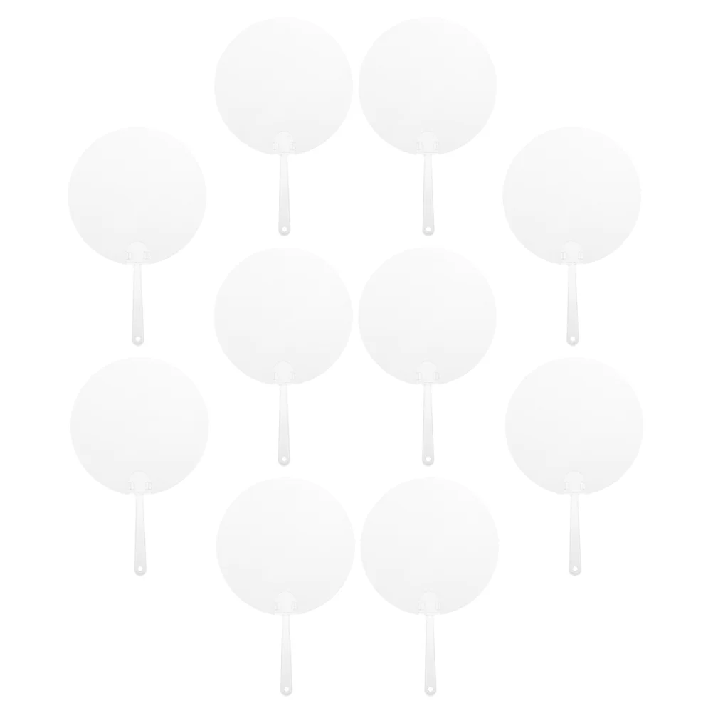 10 Pcs Round Hand Fan DIY Painting Fans Blank Held Clear Ornaments for Kids Graffiti Summer