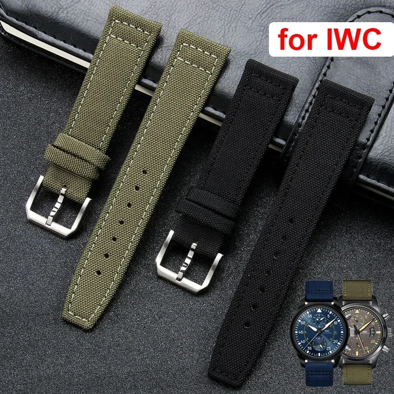 

20mm 21mm 22mm Nylon Canvas Watch Strap for IWC PILOT PORTUGIESER PORTOFINO Watchband Fabric Belt Bracelet Cowhide Leather Wrist