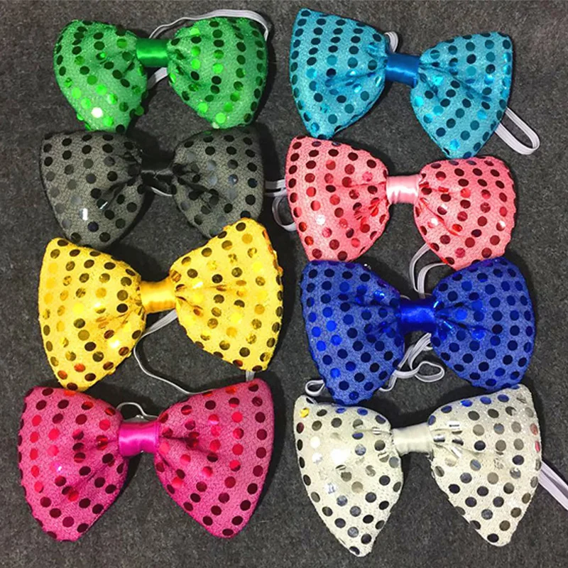 LED Bow Tie Flashing Light Up Sequin Necktie Club Bar Xmas Party Mens Boy Bowtie Wedding Ties Luminous Gifts DIY Decoration 1pcs bow tie