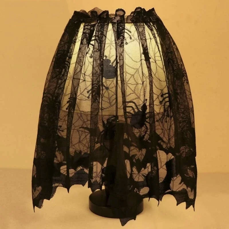 1pcs Halloween Curtains 60*20inch Black Lace Bat Spiderweb Window Curtain For Living Room Decoration Festival Party Supplies
