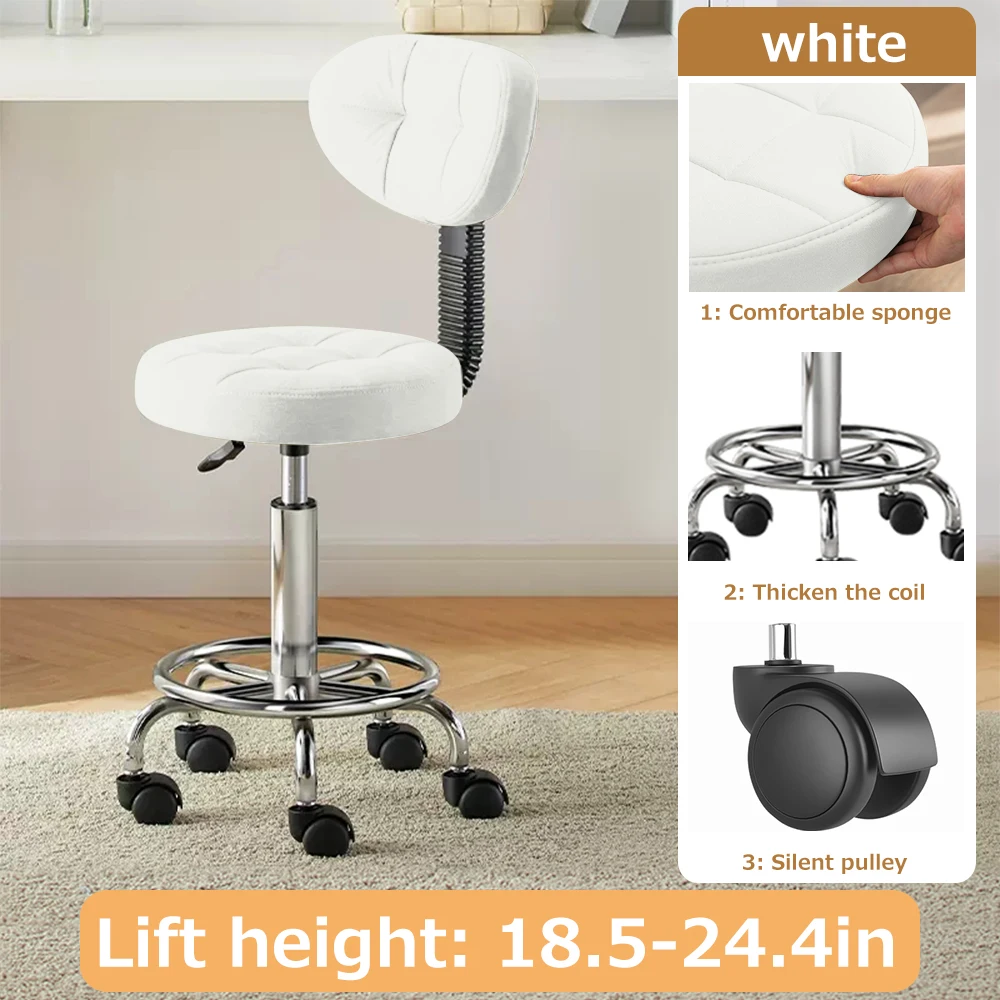 Modern Office Desk Chair Rolling Stool Computer Chair with Low Back Height Adjustable Work Home Salon Drafting Swivel Task Chair 2