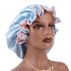 Satin Double-Layer Lace Edge Sleep Bonnet (Green)