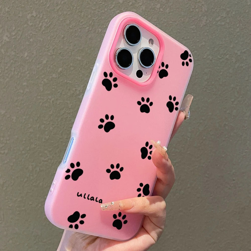 Adorable Black Paw Print Shockproof Phone Case - Durable Protective Cover