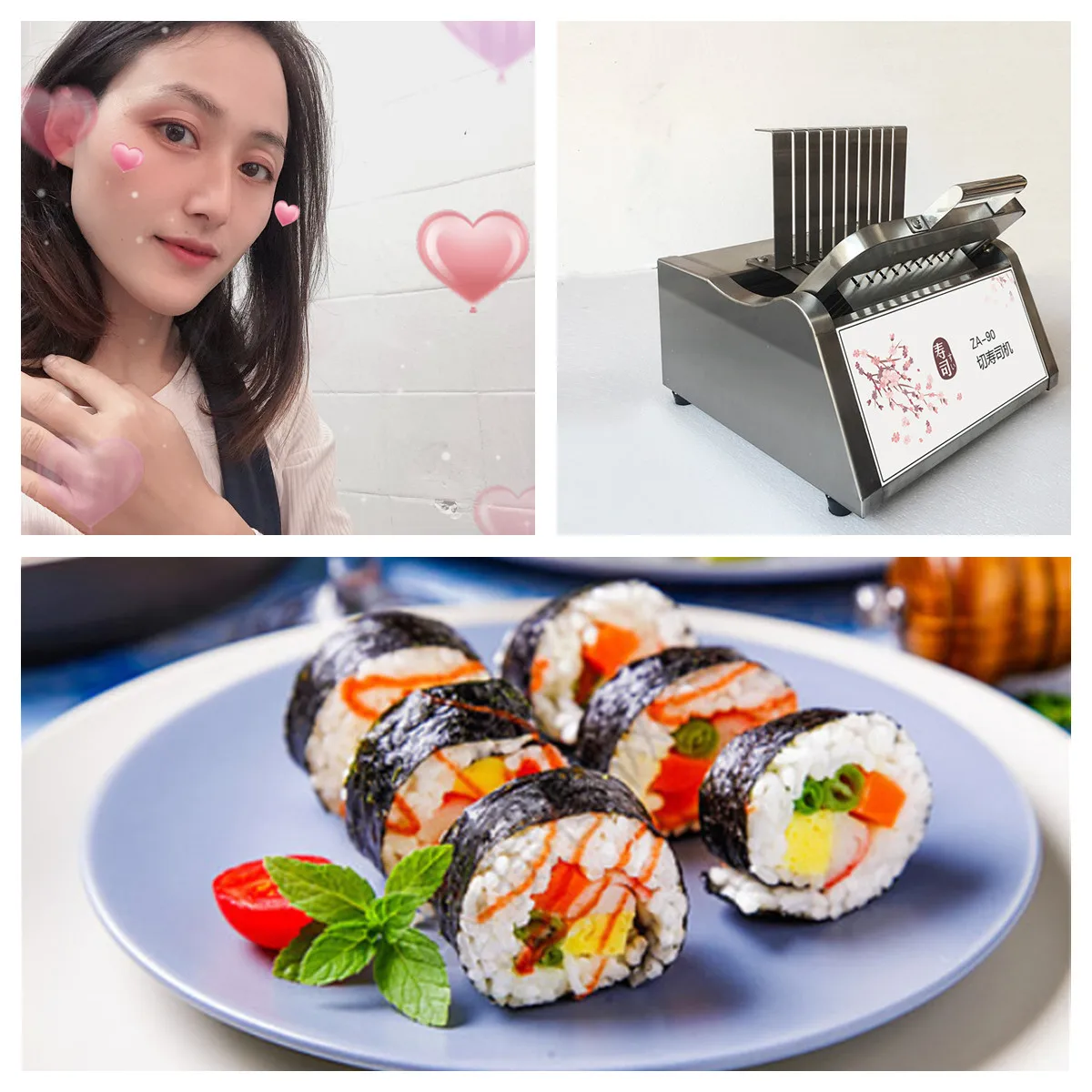 Đồng Hồ Nam Dây Thép Không Gỉ Để Bàn Bằng Tay Cuộn Sushi Cắt Nhật Bản Hàn Quốc Cuộn Sushi Cắt Sushi Máy Thái Thiết Bị Nhà Bếp