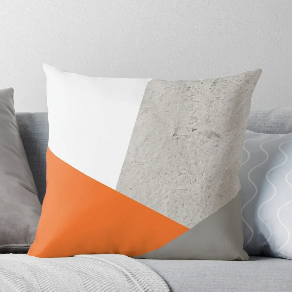 

Grey Orange and Concrete Color Block Throw Pillow christmas cushions covers Decorative Cushion