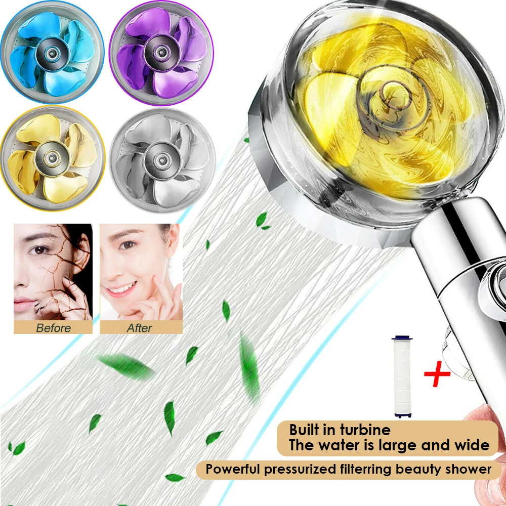 PropellerShowerHeadRainfallHighPreassureAdjustableShowerHead