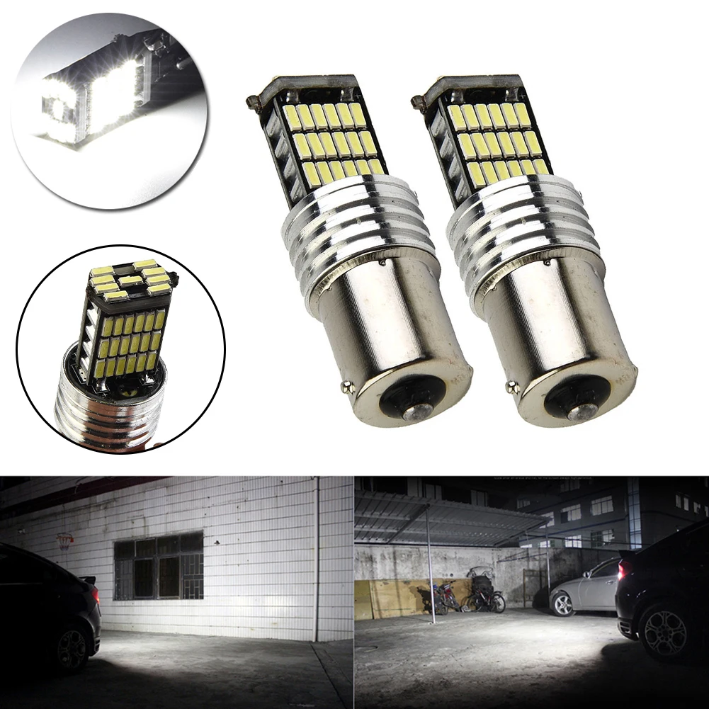 

2pcs P21W 1156 BA15S LED Bulbs 4014 LED Car Turn Signal Reverse Brake Light White Replacement Brake Lights