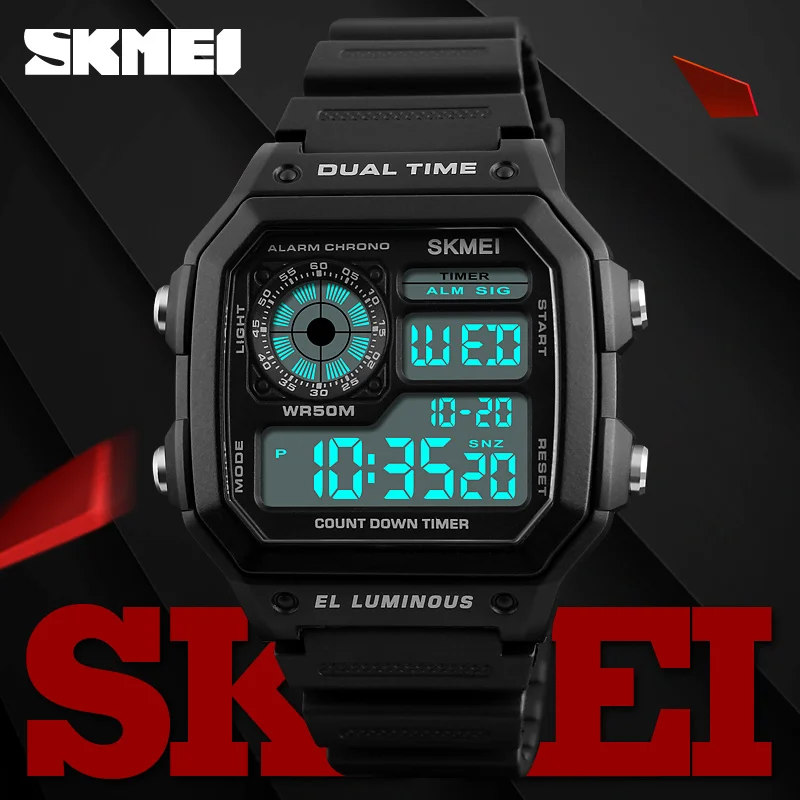 SKMEI 1299 Luxury Sport Watch for Men Waterproof Electronic Military Mens Digital Wristwatch Shockproof Clock 1335 Reloj Hombre 3