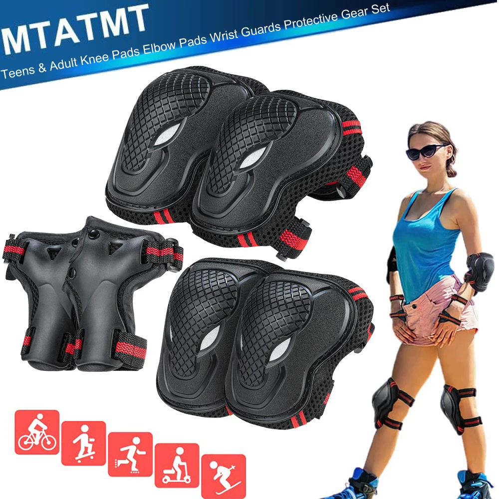 

Kids Teens Adult Knee Pads Elbow Pads Wrist Guards 6Pcs/Set Protective Gear Set for Roller Skating Skateboarding Cycling Sports