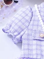 Robe douce et élégante pour filles, robe en maille étoile à manches courtes à la mode avec petit sac inclus 4