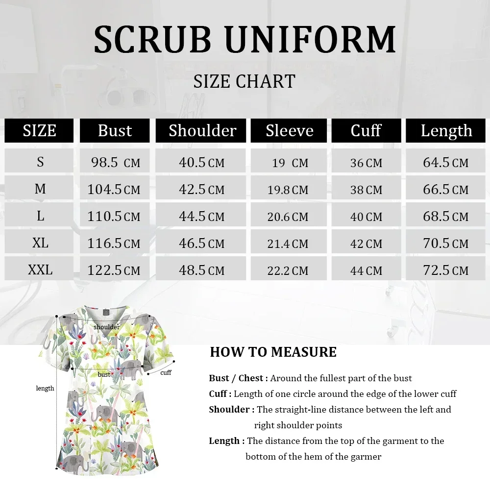 Hot Sales Nursing Scrubs Top Women Working Uniform Blouse Short Sleeve V-neck Printing Uniform Clothes Nurses Accessories Unisex - Image 2