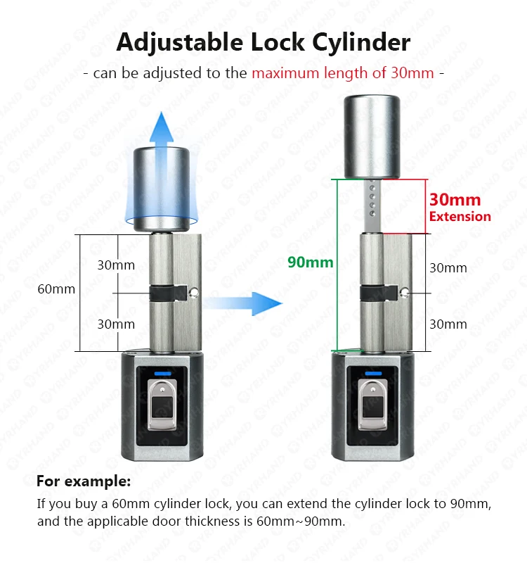Ttlock Fingerprint Smart adjust Cylinder Lock password Biometric Electronic door