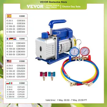 VEVOR-1.8CFM 1 단계 냉동 진공 펌프 매니 폴드 게이지, 에어컨 R410A 휴대용 자동차 유지 보수 용