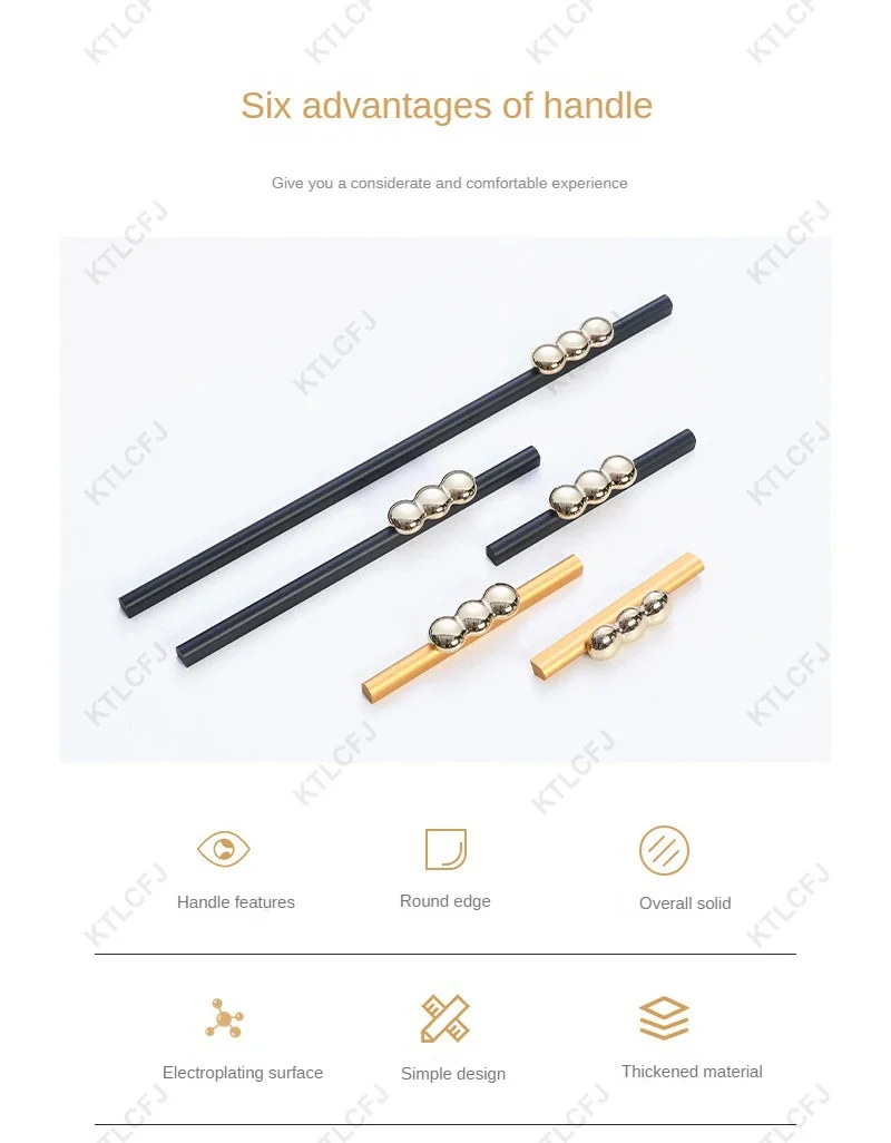 Description Picture 3 of itemAmerican European Modern Simple Wardrobe Cabinet Aluminum Alloy Long Handle Gold Black Extended Door Handle
