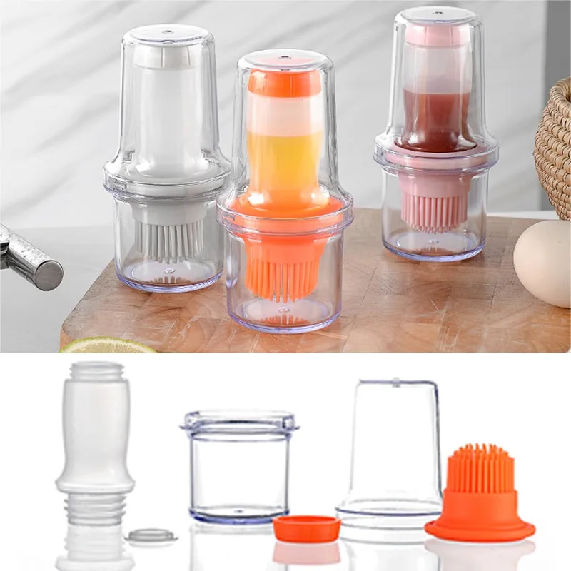 Portable Oil Sauce Spice Bottle Oil Dispenser With Silicone Brush For Cooking Baking BBQ Seasoning Kitchen Food Grade Can