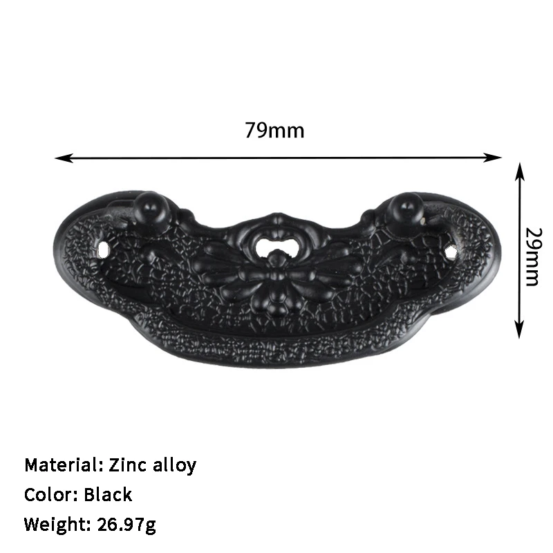 

European Style Patterned Black Drawer Cabinet Pulls, Home Alloy Door Handle