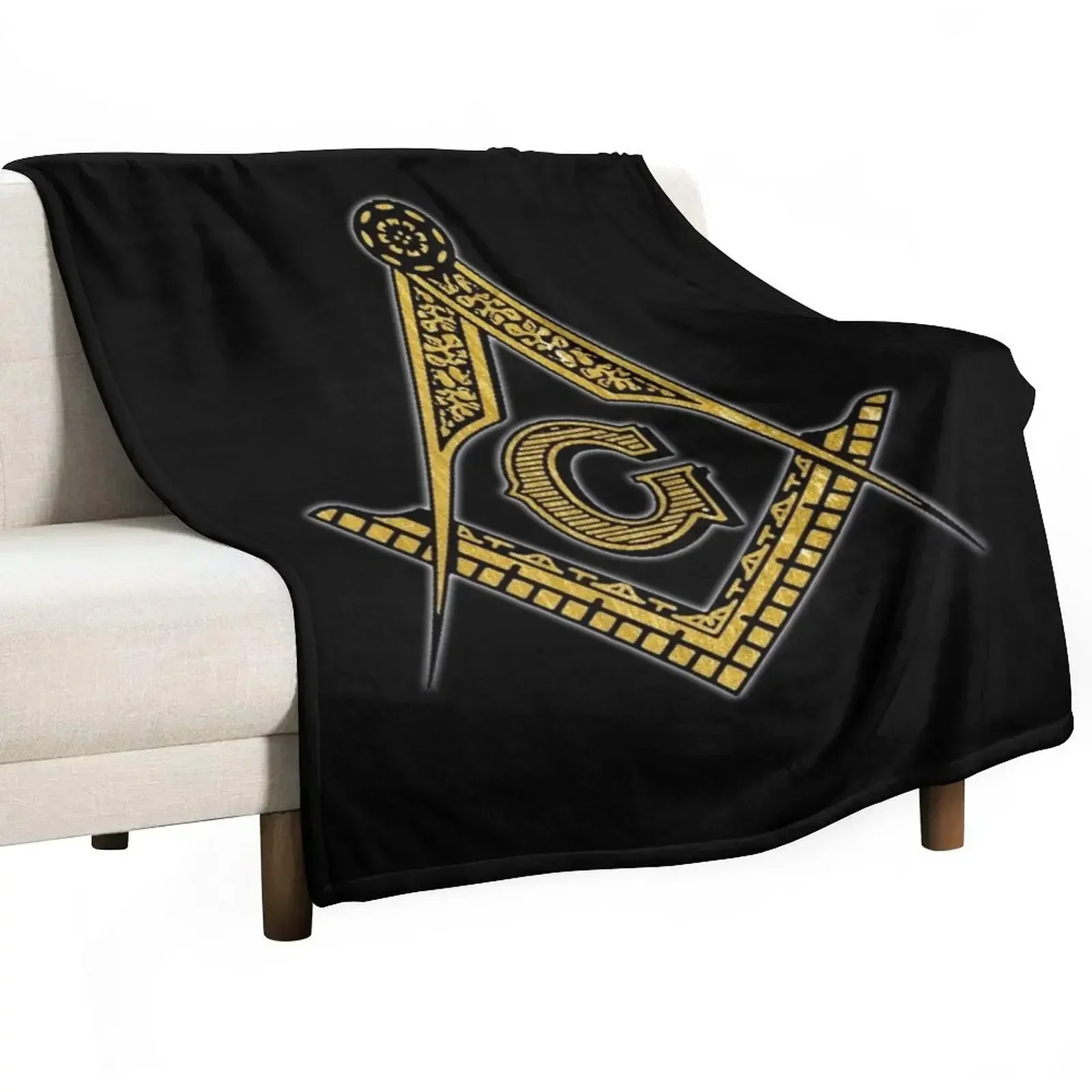 

Freemason (Black & Gold) Throw Blanket halloween Quilt Fashion Sofas Blankets